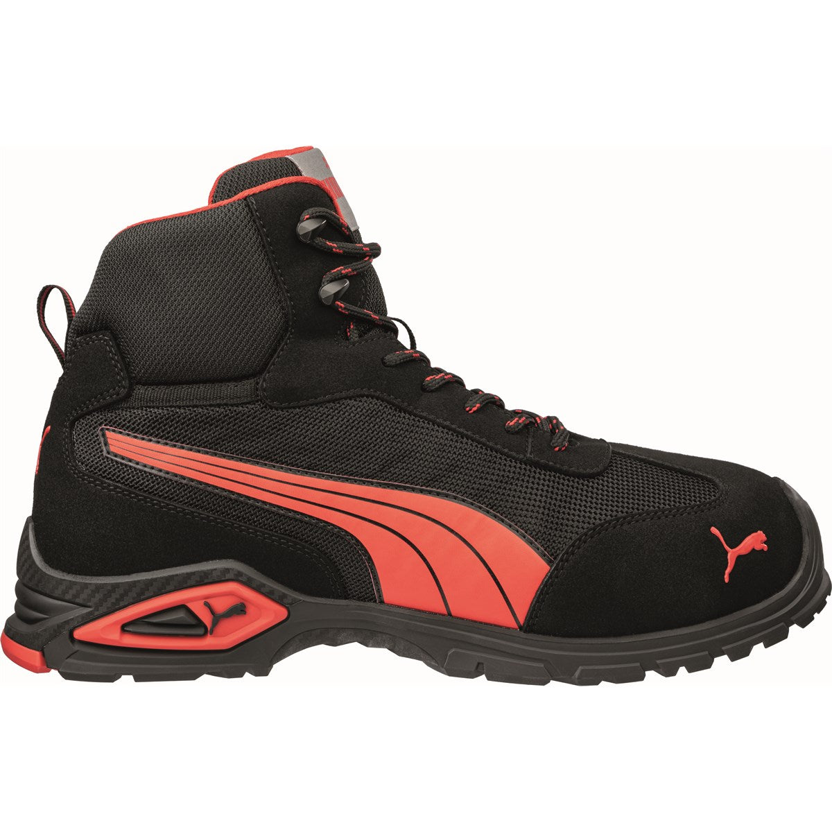 PUMA Safety METRO PROTECT MADRID MID S1PL Suede/Mesh Safety Boots - Black/Red