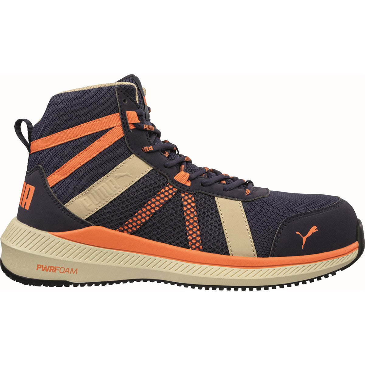 PUMA Safety MOTION PWR RIVAL MID S1PS ESD Synthetic Safety Boots - Blue/Orange