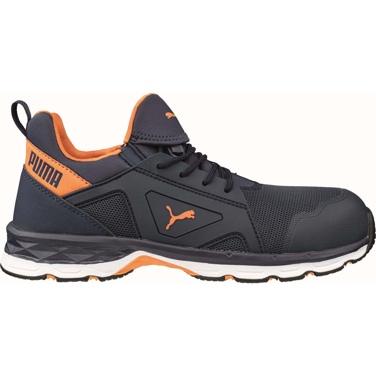 PUMA Safety MOTION PROTECT CHASE LOW S1PS ESD Textile Safety Trainers - Blue/Orange