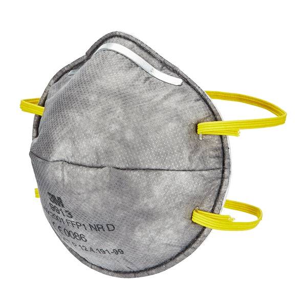 3M 9913 FFP1 Disposable Cup Shaped Charcoal Half Face Mask without Valve (Pack of 20) - SecureHeights