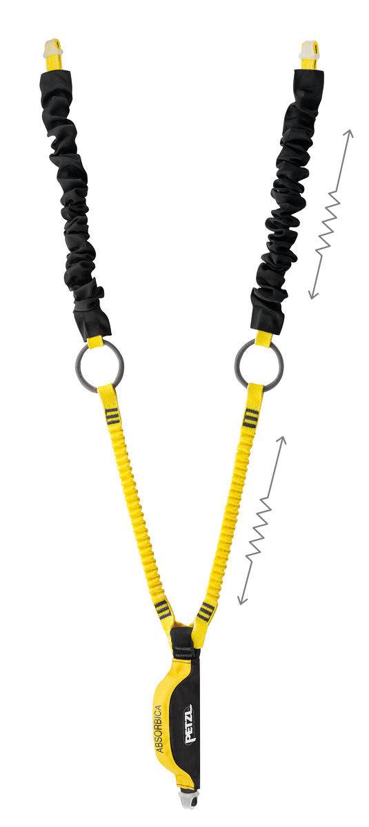 Petzl ABSORBICA-Y TIE BACK 150cm Double Lanyard with Energy Absorber and Integrated Intermediate Tie-Back Rings - SecureHeights