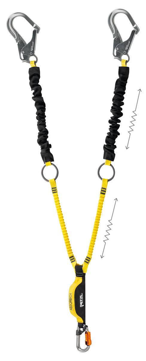 Petzl ABSORBICA-Y TIE BACK 150cm Double Lanyard with Energy Absorber and Integrated Intermediate Tie-Back Rings - SecureHeights