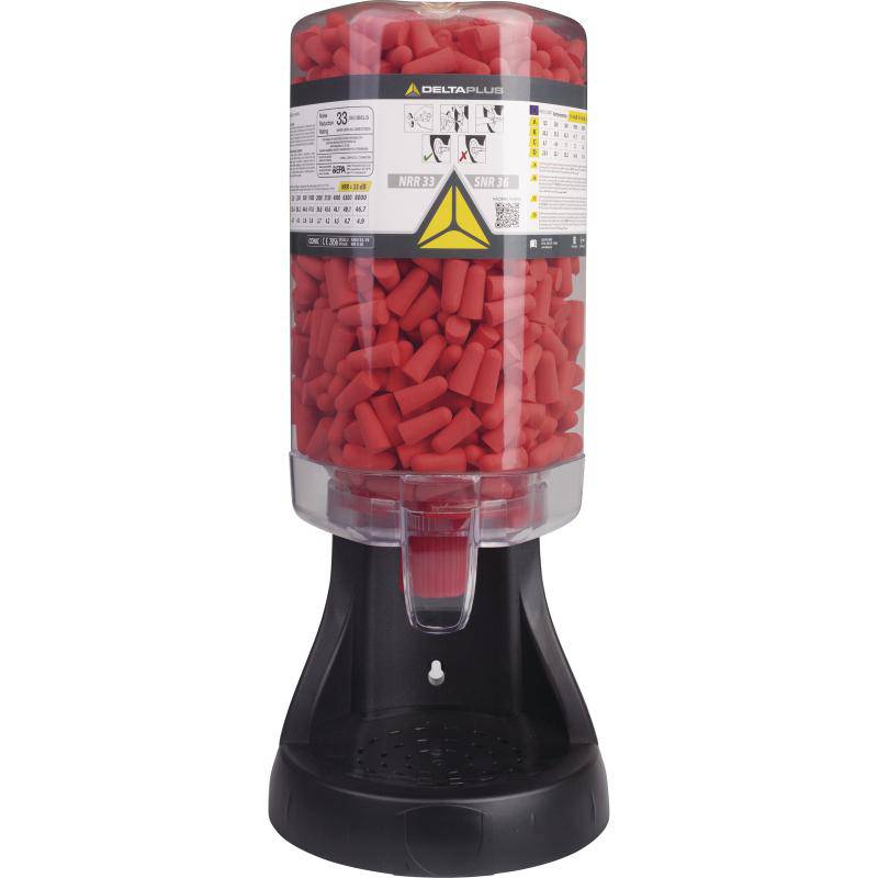 DeltaPlus CONIC DISPLAY Earplug Dispenser with 500 Pairs of Uncorded SNR 36 dB Polyurethane Earplugs - SecureHeights