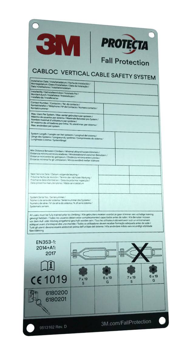 3M Protecta Cabloc Vertical Cable Safety System ID Tag 6191088 - SecureHeights