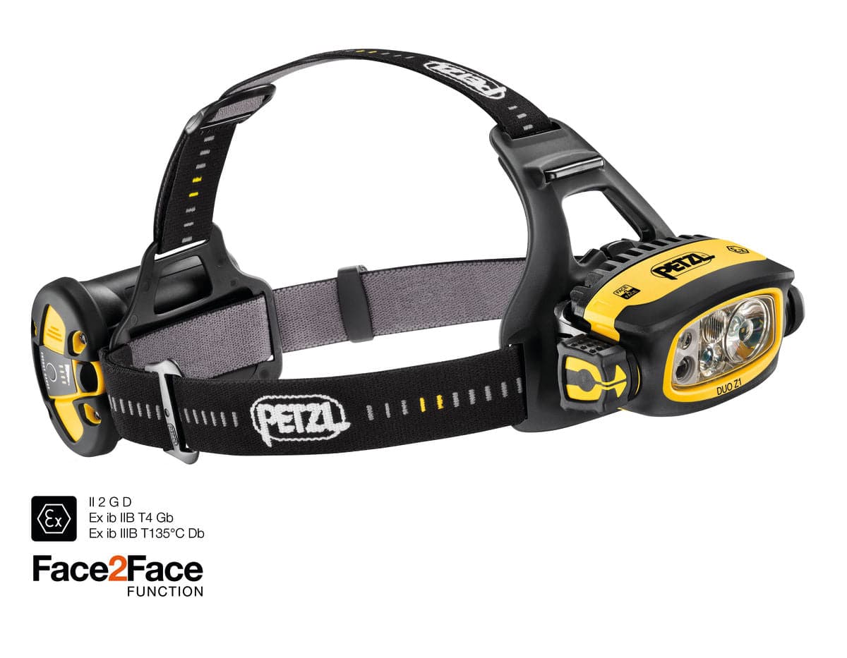 Petzl DUO Z1 (UK) 360 Lumens FACE2FACE ATEX Powerful Rechargeable Multibeam Headlamp E80BHR UK - SecureHeights