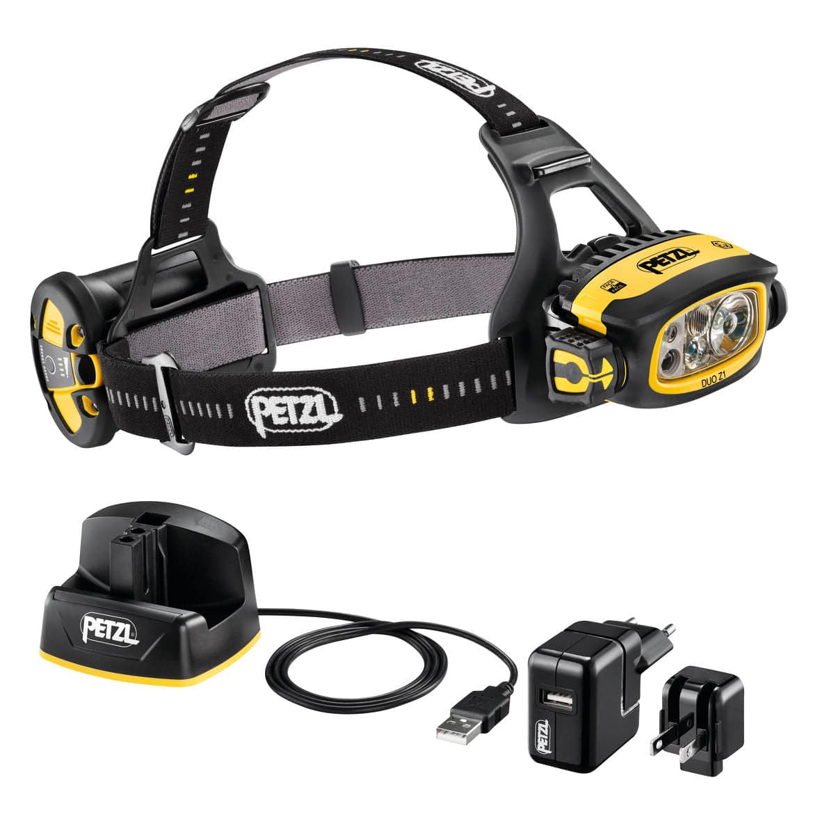 Petzl DUO Z1 (UK) 360 Lumens FACE2FACE ATEX Powerful Rechargeable Multibeam Headlamp E80BHR UK - SecureHeights