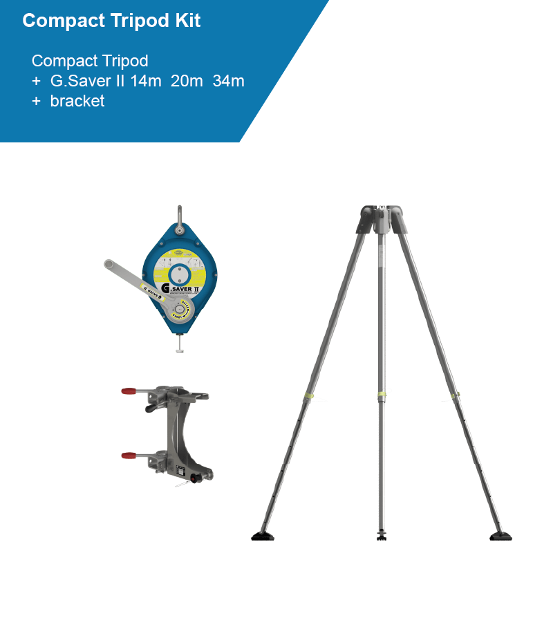 Globestock G.Tripod 230 Compact Tripod Kit with Bracket and G.Saver II Fall Arrest Block 14m-34m - SecureHeights