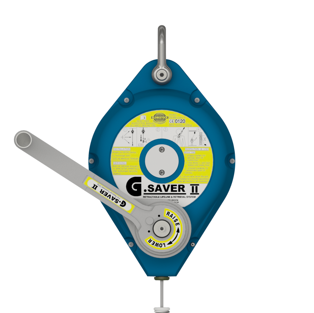 Globestock G.Saver II Galvanised Steel Cable Fall Arrest Block with Rescue Winch 14m-34m - SecureHeights