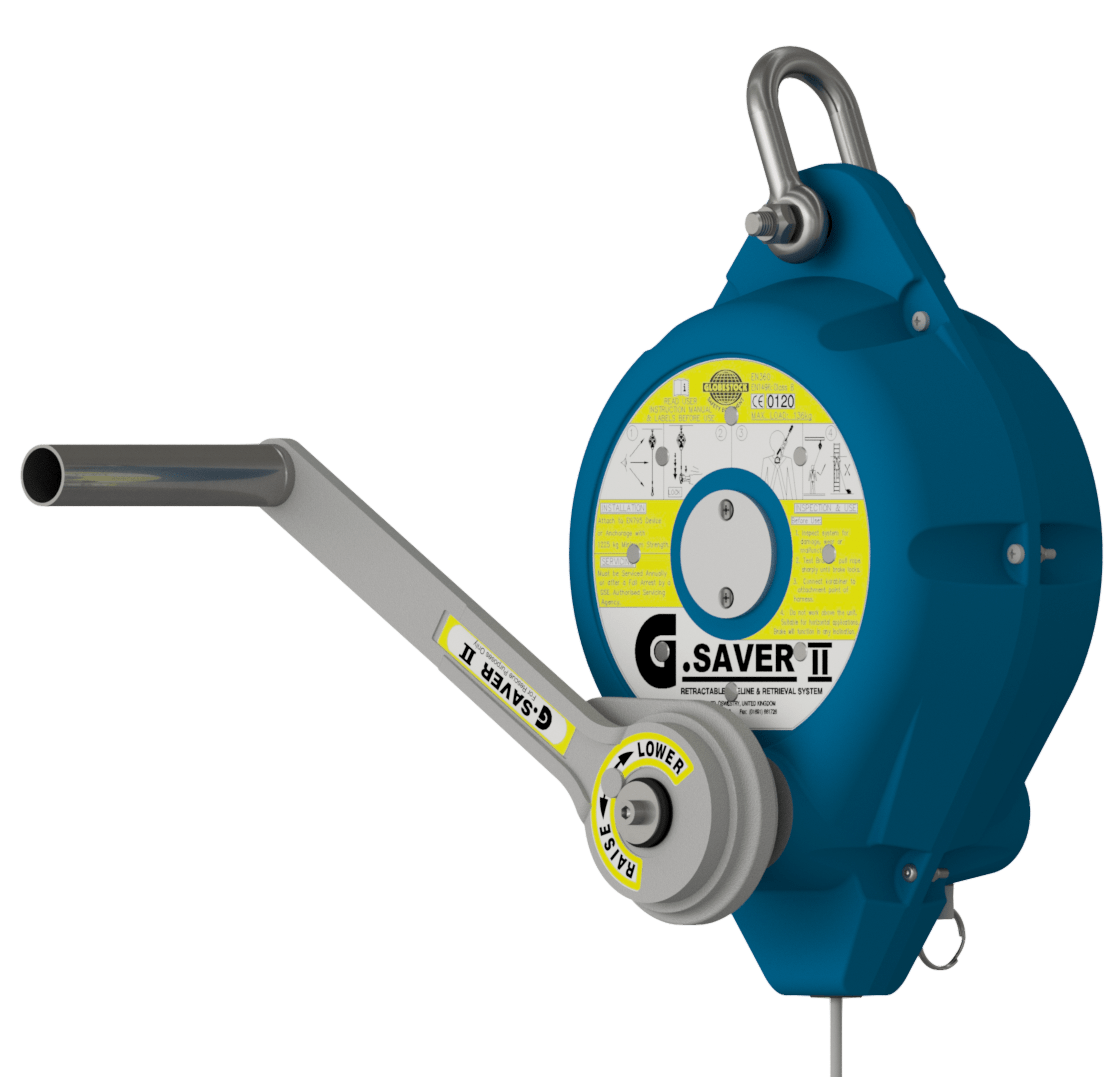 Globestock G.Saver II Galvanised Steel Cable Fall Arrest Block with Rescue Winch 14m-34m - SecureHeights
