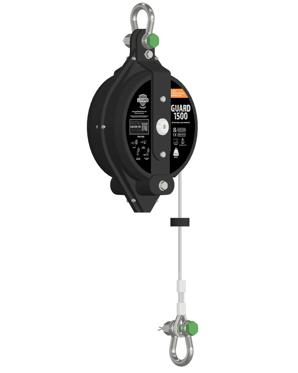 Globestock GUARD1500 10m 1500kg MWL Galvanised Steel Cable Load Arrestor GUARD1500-10G - SecureHeights