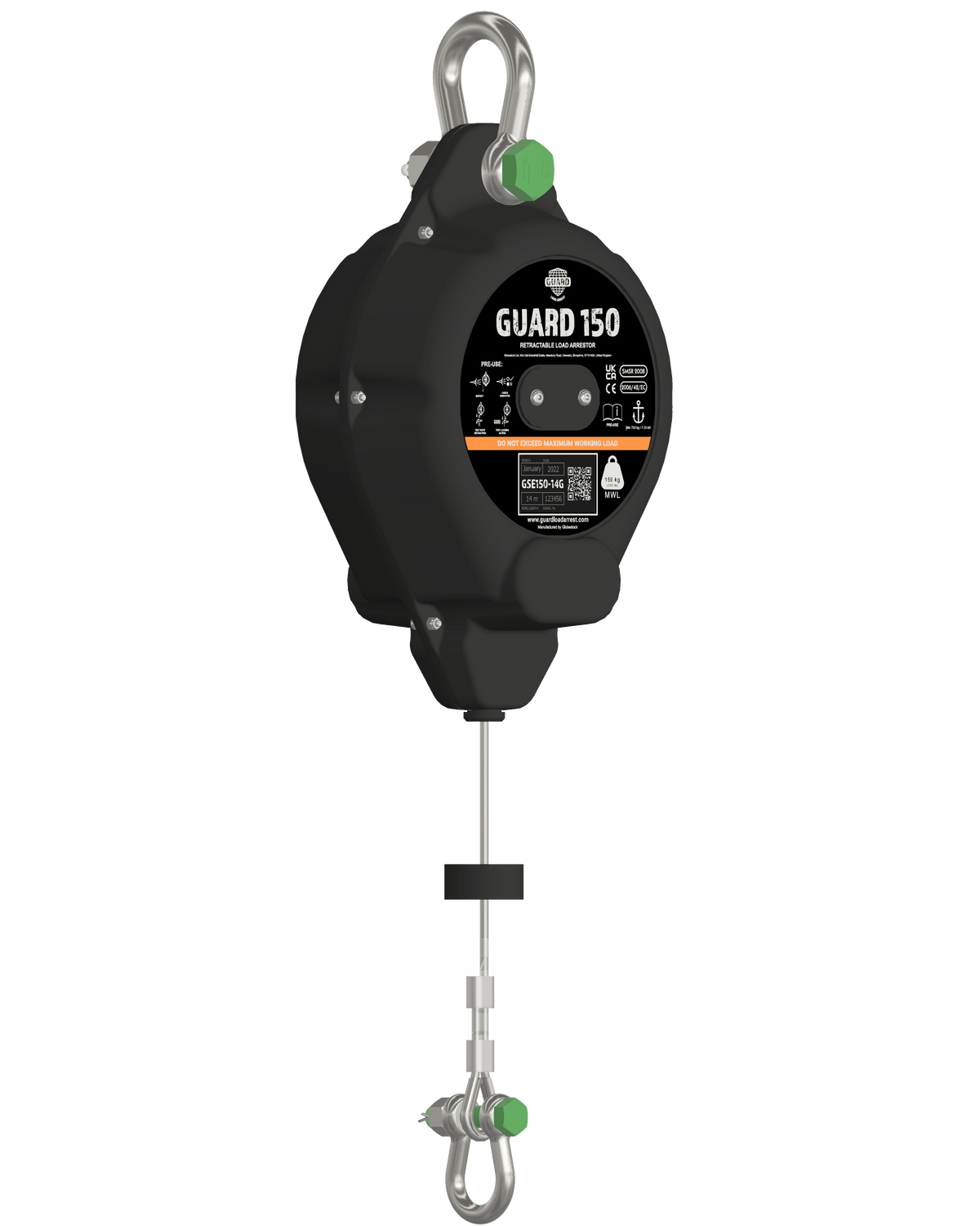 Globestock GUARD150 14m 150kg MWL Galvanised Steel Cable Load Arrestor GUARD150-14G - SecureHeights