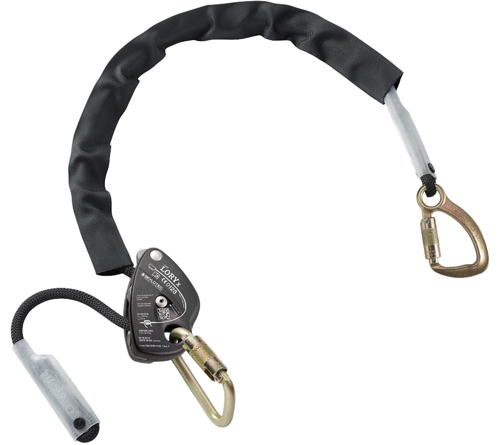 Skylotec LORY X Single Leg Adjustable Lanyard with KOBRA TRI and STEEL D TRI Carabiners 2m-3m - SecureHeights