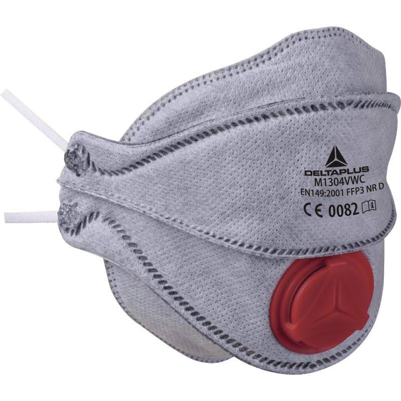 DeltaPlus M1304VW FFP3 Disposable Foldable Charcoal Half Face Mask with Valve (Pack of 10) - SecureHeights