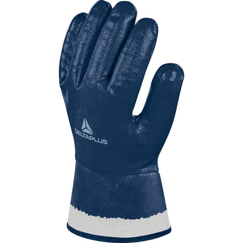 DeltaPlus NI175 Nitrile Fully Coated 6cm Cloth Cuff Safety Gloves (10 Pairs) - SecureHeights