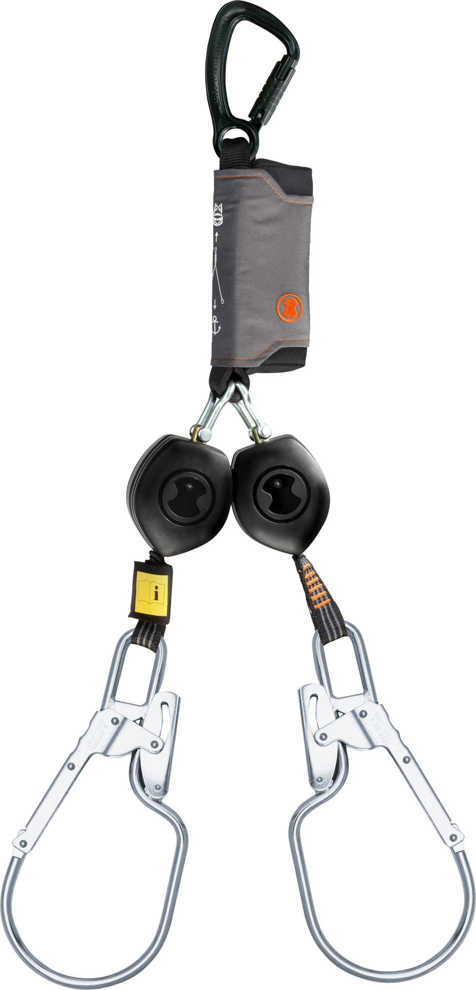 Skylotec PEANUT Y 1.8m Twin Leg Self Retracting Lifeline with 85mm Scaffold Hooks HSG-022-1,8-5 - SecureHeights