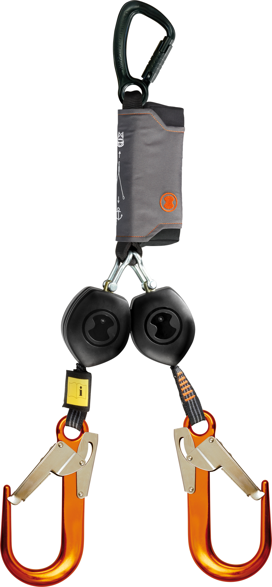Skylotec PEANUT Y 2.5m Twin Leg Self Retracting Lifeline with 60mm FS 90 ALU Scaffold Hooks HSG-022-2,5-1 - SecureHeights
