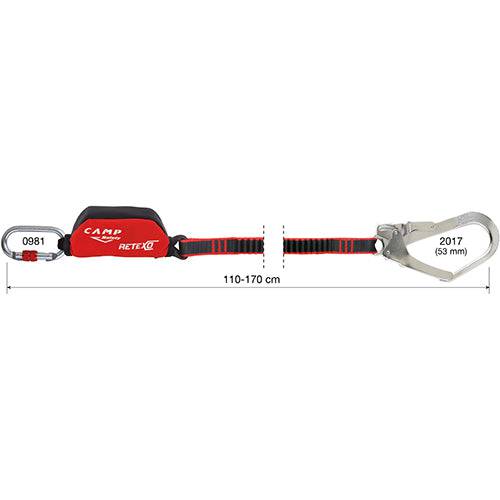 CAMP Safety RETEXO REWIND 115cm-175cm Single Leg Edge Tested Elastic Lanyard with 53mm Hook 7050101 - SecureHeights