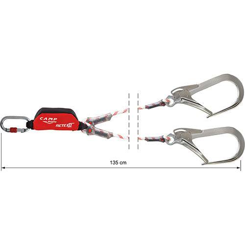 CAMP Safety RETEXO ROPE 135cm Twin Leg Edge Tested Rope Lanyard with 110mm Hooks 5050206 - SecureHeights