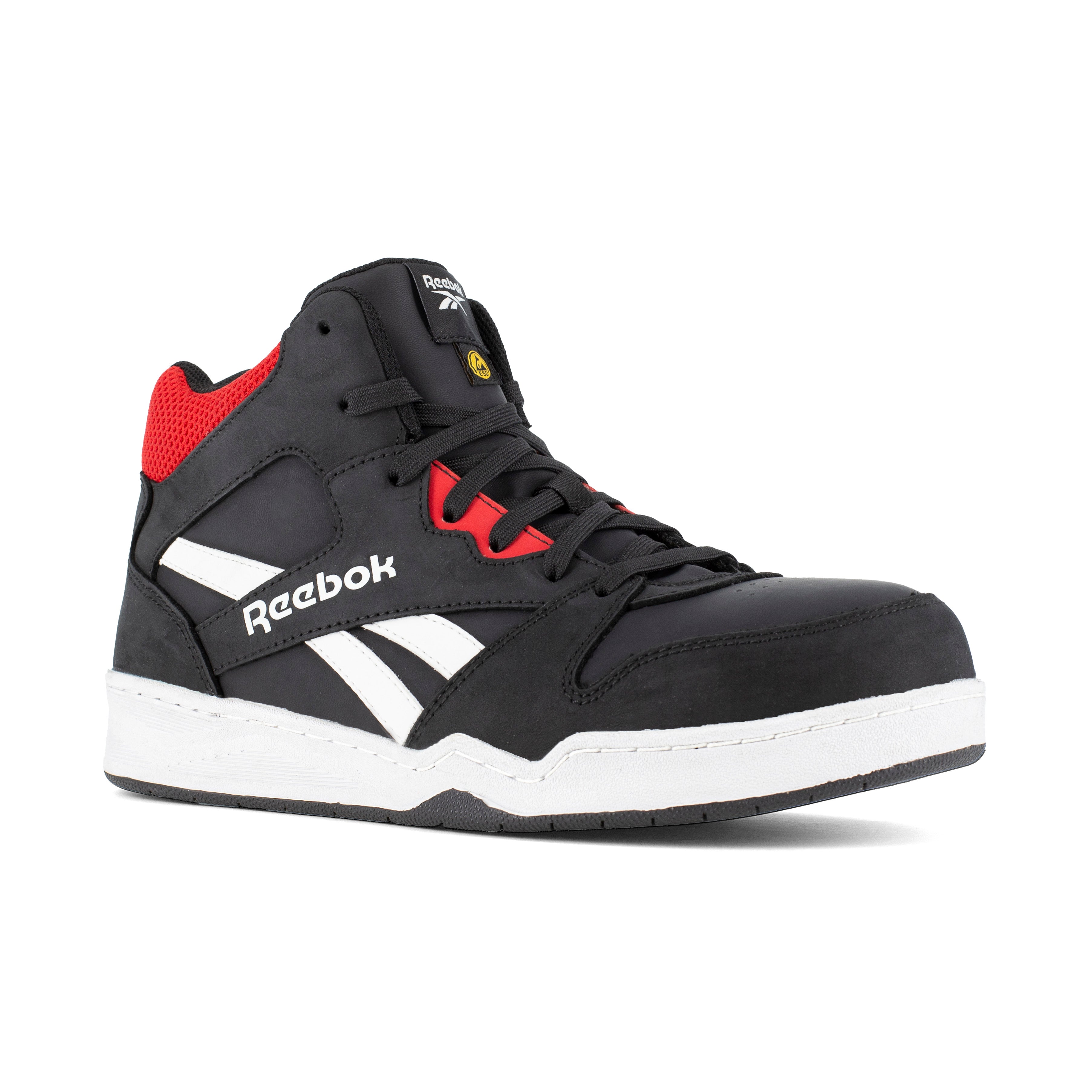 Reebok BB4500 SAFETY IB4132 S3S ESD Leather Safety Boots - Black/White/Red