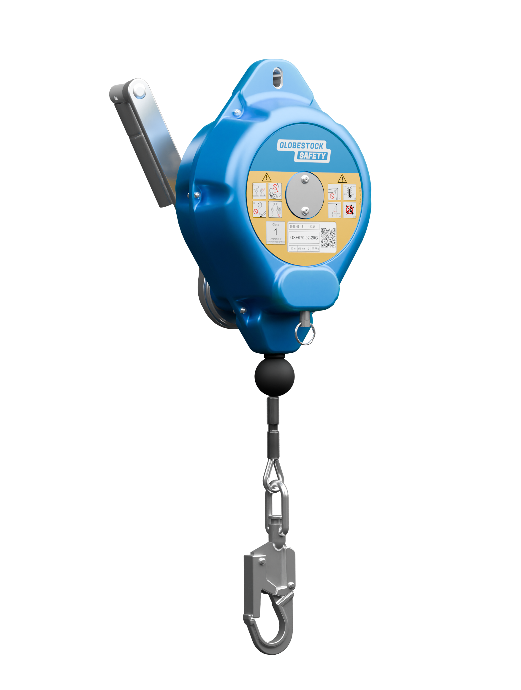 Globestock SAVER Stainless Steel Cable Fall Arrest Block with Rescue Winch 10m-25m - SecureHeights