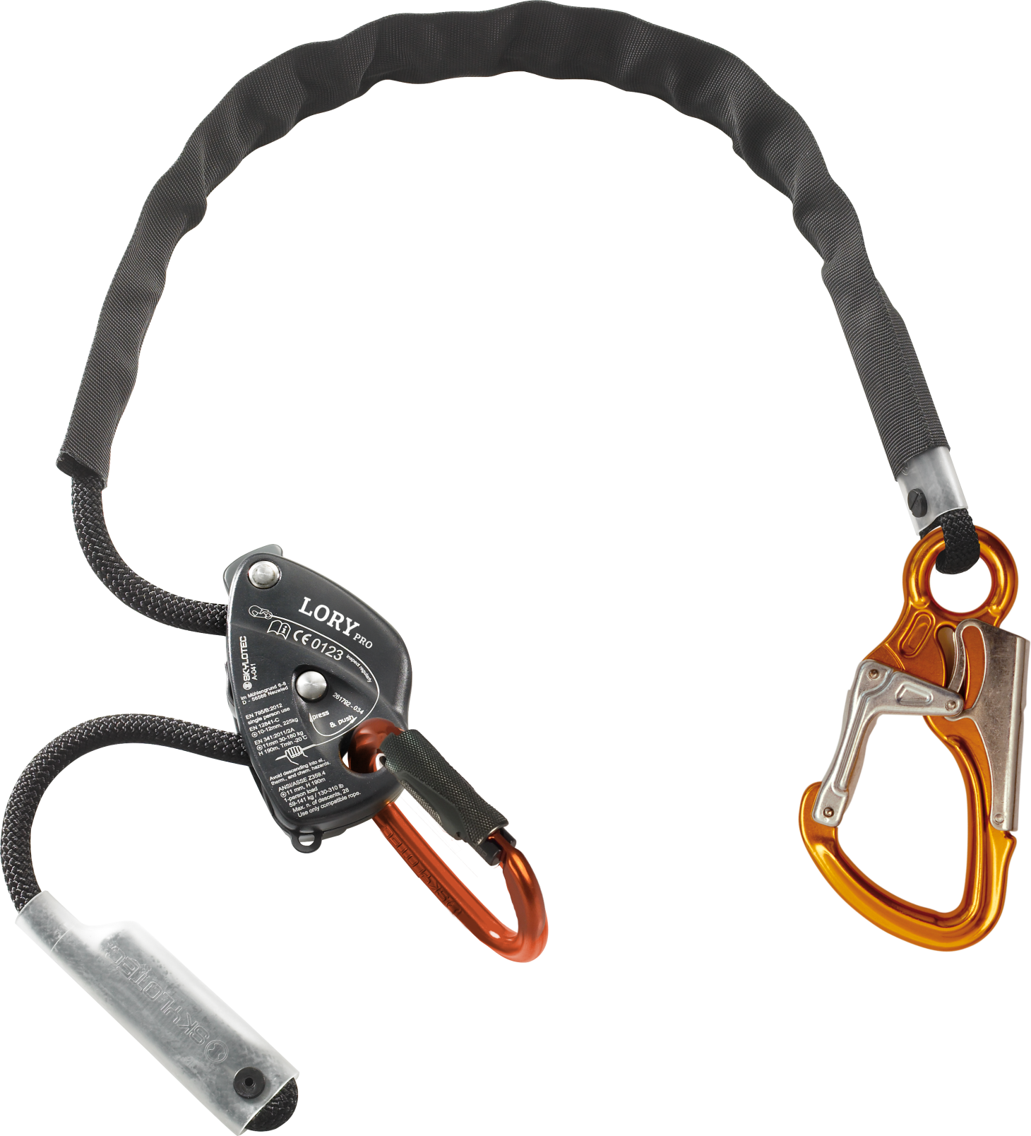 Skylotec SET LORY PRO Single Leg Lanyard with ATTACK Snap Hook and DOUBLE TRI Carabiner 1.5m-5m - SecureHeights