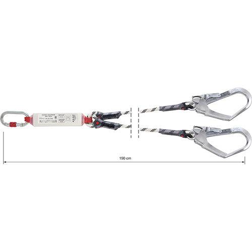 CAMP Safety SHOCK ABSORBER ROPE 190cm Twin Leg Edge Tested Rope Lanyard with 53mm Steel Hooks 5030201 - SecureHeights