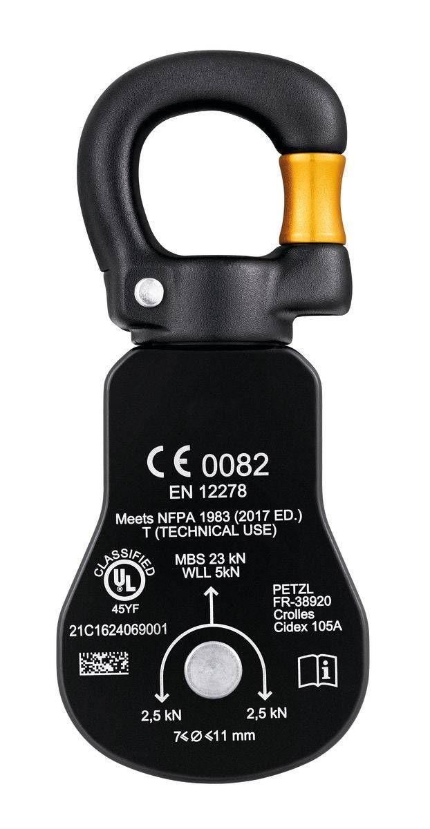 Petzl SPIN S1 OPEN Very High Efficiency Compact Single Pulley with Gated Swivel P002BA00 - SecureHeights