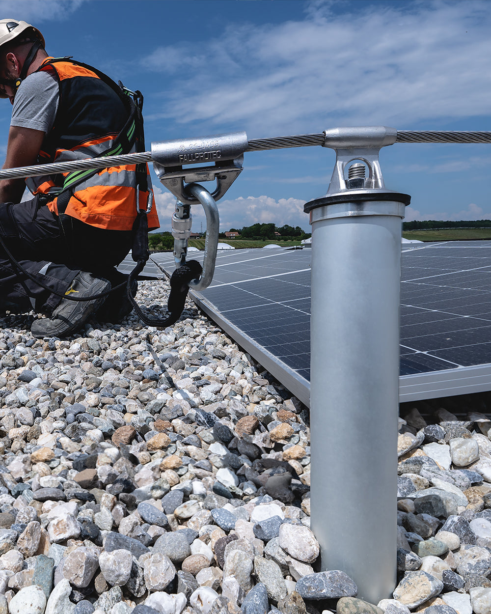 Fallprotec SecuRope Tevo Pro Cable Green Roof Unipost Lifeline System - SecureHeights