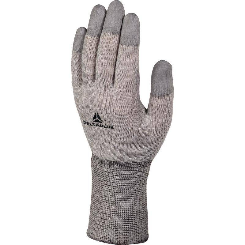 DeltaPlus THEMIS VV792 ESD PU Coated Fingertips 15 Gauge Antistatic Copper Polyamide Knitted Safety Gloves (10 Pairs) - SecureHeights