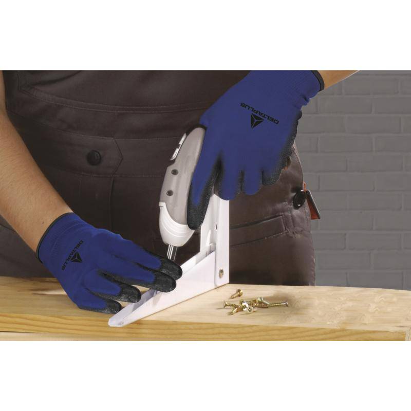DeltaPlus VE631 Latex Foam Coated Palm 13 Gauge Polyester Knitted General Handling Gloves (20 Pairs) - SecureHeights