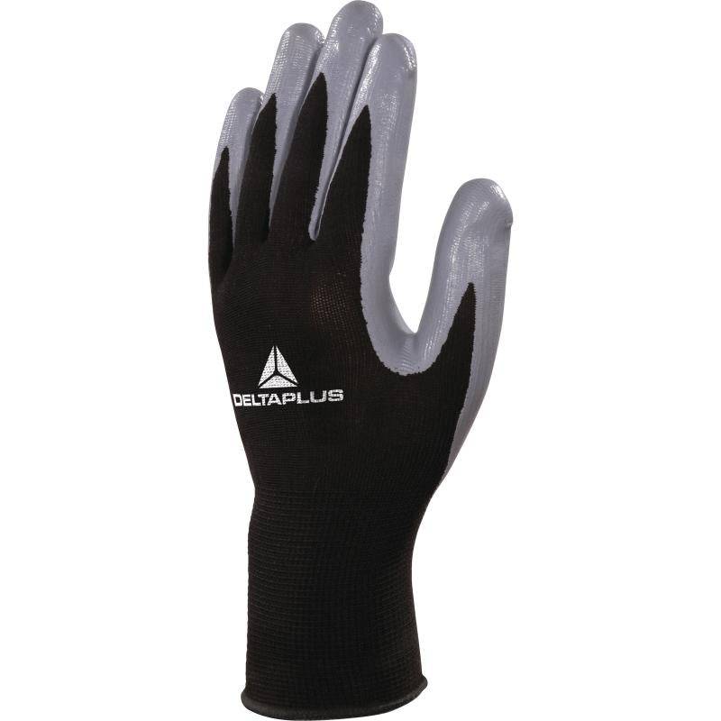 DeltaPlus VE712GR Nitrile Coated Palm 13 Gauge Polyester Knitted General Handling Gloves (20 Pairs) - SecureHeights