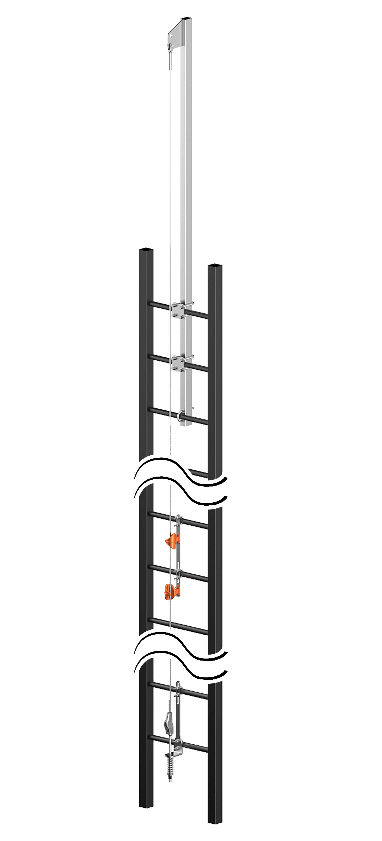 Kaya Safety Vertical Lifeline System with Ladder Extension (Shock Absorber on the Rope Grab) 5m-100m K-2035 A - SecureHeights