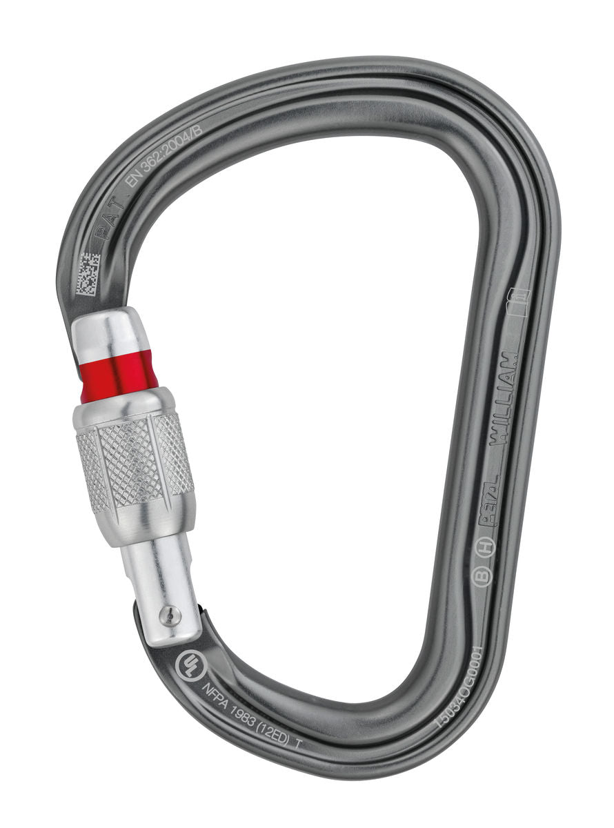 Petzl WILLIAM Lightweight Large Capacity Asymmetrical Aluminium Screw Lock Carabiner - SecureHeights