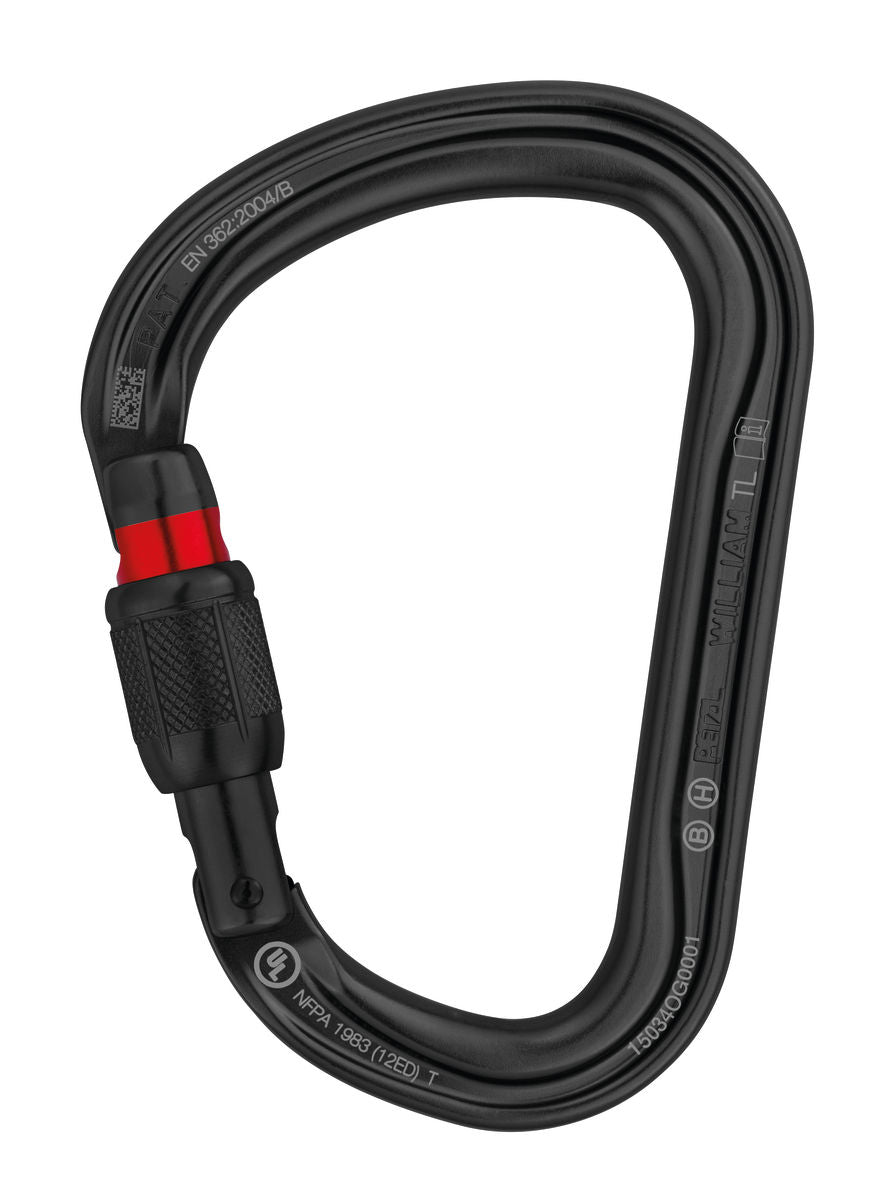 Petzl WILLIAM Lightweight Large Capacity Asymmetrical Aluminium Screw Lock Carabiner - SecureHeights