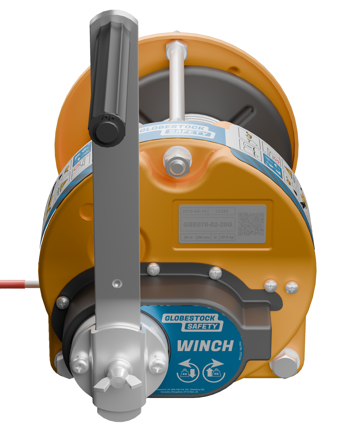 Globestock WINCH 200kg MWL Stainless Steel Cable Personnel Winch 40m GSE070-40SSK - SecureHeights