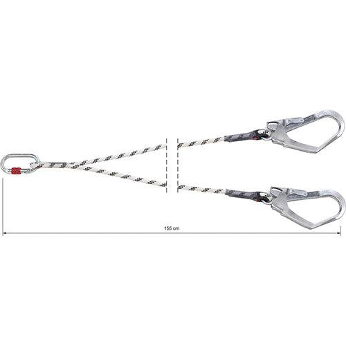 CAMP Safety 155cm Double Leg Work Positioning Rope Lanyard with 53mm Steel Connectors 203008 - SecureHeights