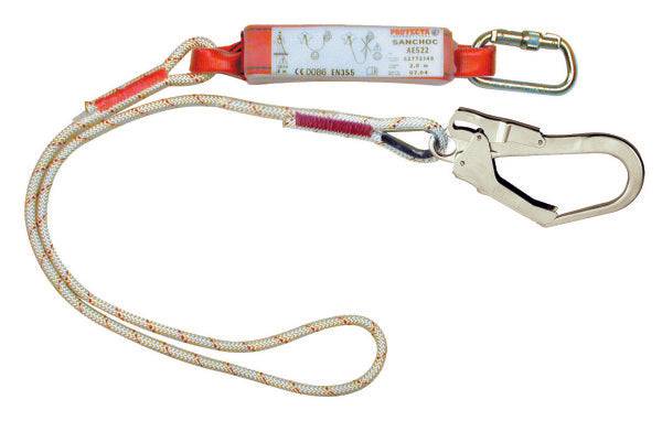 3M Protecta 2m Single Leg Rope Shock Absorbing Lanyard with Scaffold Hook AE522/6 - SecureHeights