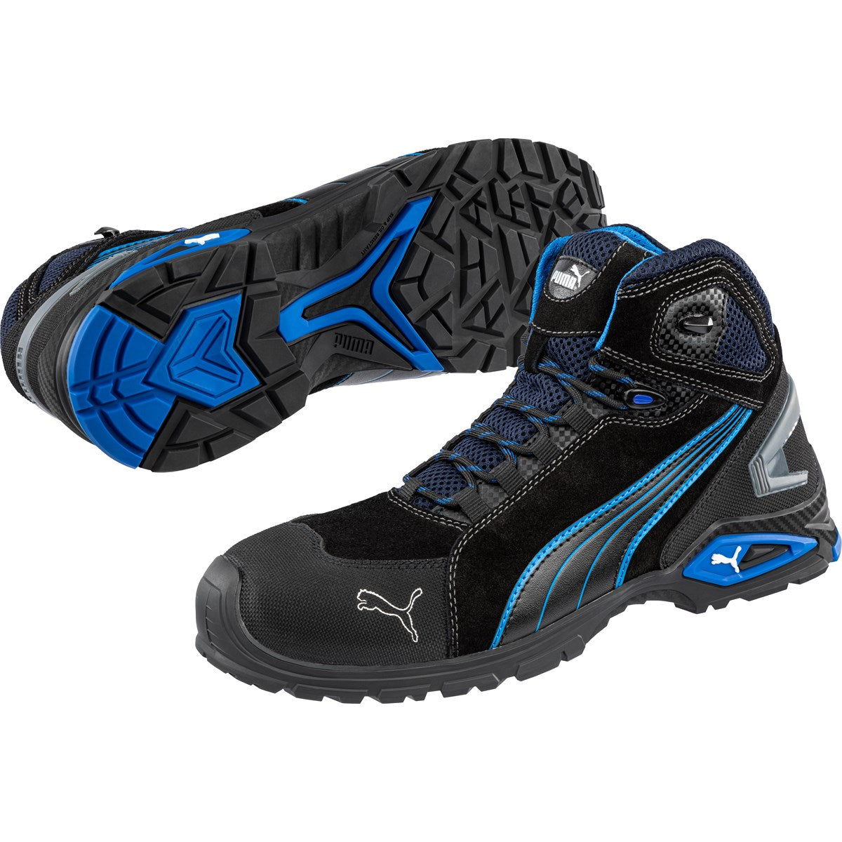 PUMA Safety METRO PROTECT RIO MID S3L Leather Safety Boots - Black/Blue