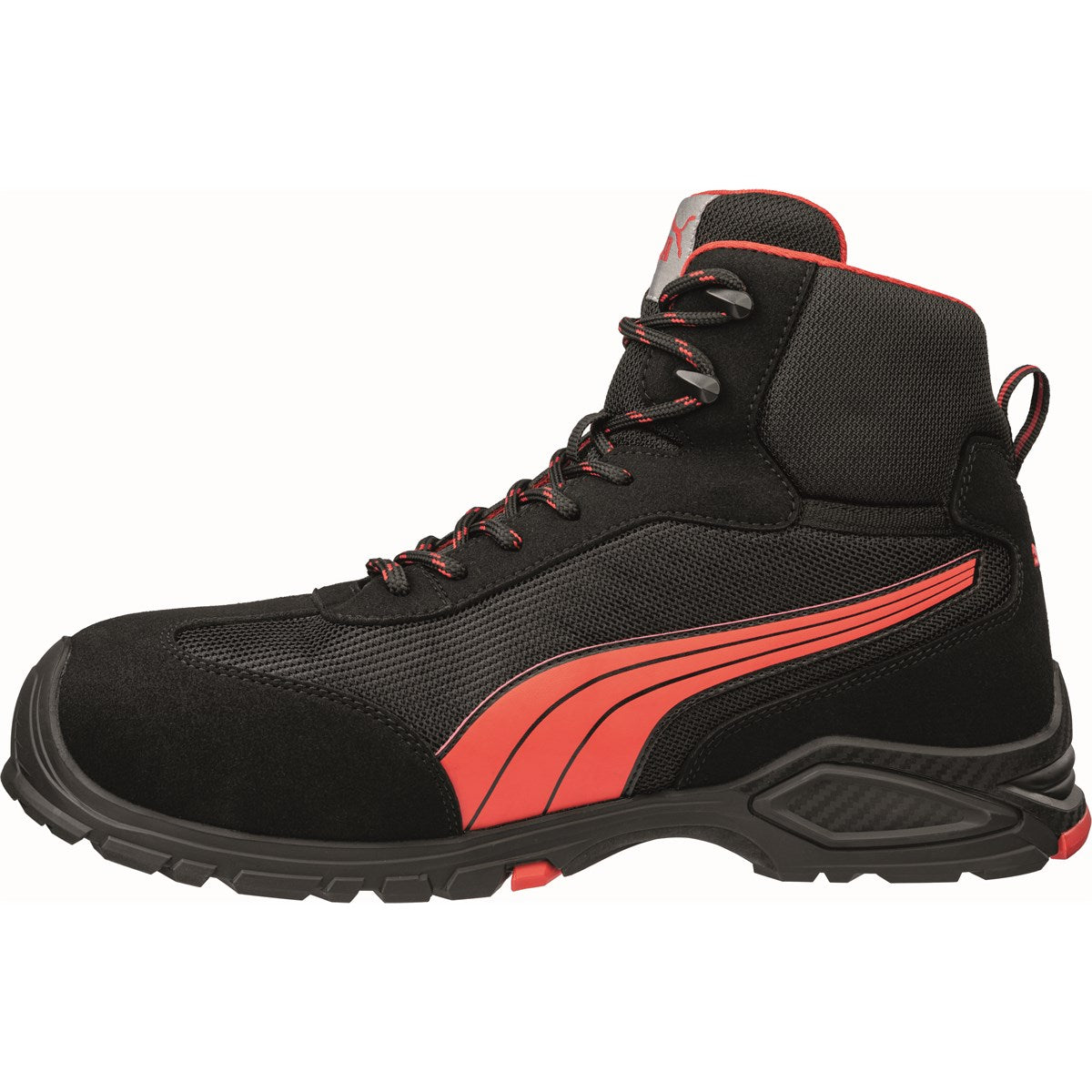 PUMA Safety METRO PROTECT MADRID MID S1PL Suede/Mesh Safety Boots - Black/Red