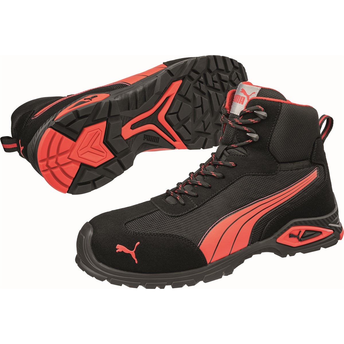 PUMA Safety METRO PROTECT MADRID MID S1PL Suede/Mesh Safety Boots - Black/Red