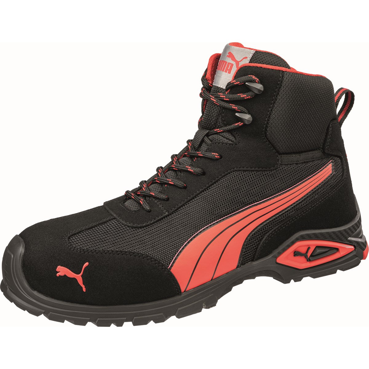 PUMA Safety METRO PROTECT MADRID MID S1PL Suede/Mesh Safety Boots - Black/Red