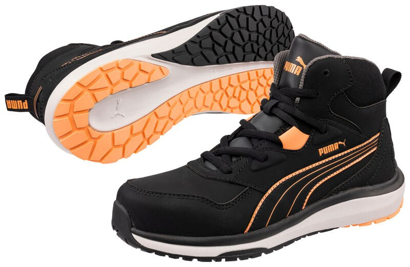 PUMA Safety MOTION WNS STEPPER MID S3S ESD Microfibre Safety Boots - Black/Orange