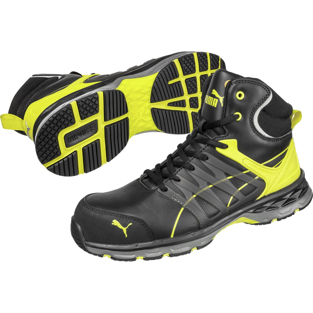 PUMA Safety MOTION PROTECT VELOCITY 2.0 MID S3 ESD Leather Safety Boots - Black/Yellow