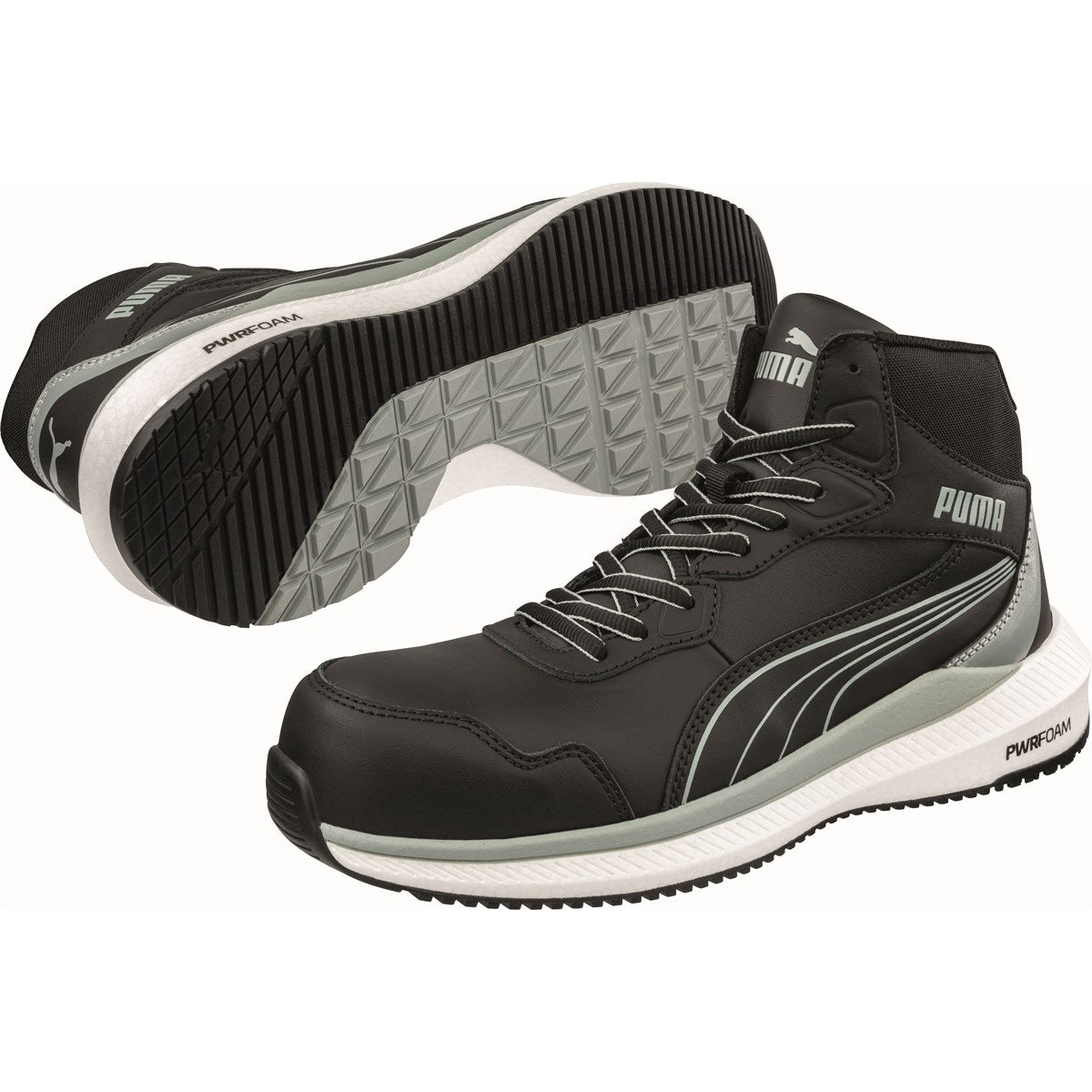 PUMA Safety MOTION PWR ZOOM MID S3S ESD Leather Safety Boots - Black/White