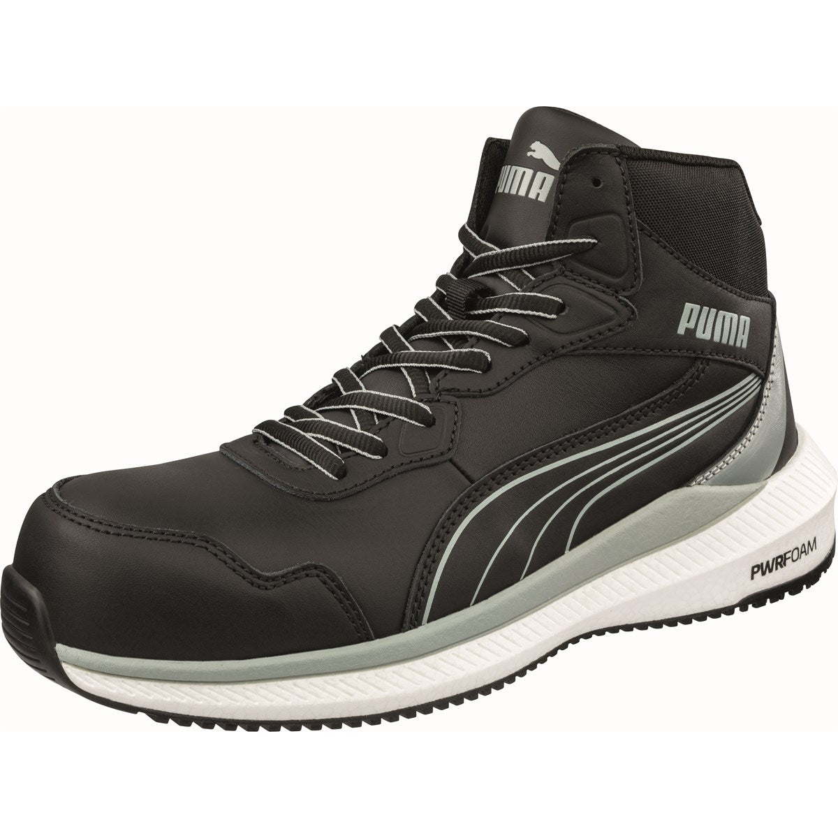 PUMA Safety MOTION PWR ZOOM MID S3S ESD Leather Safety Boots - Black/White