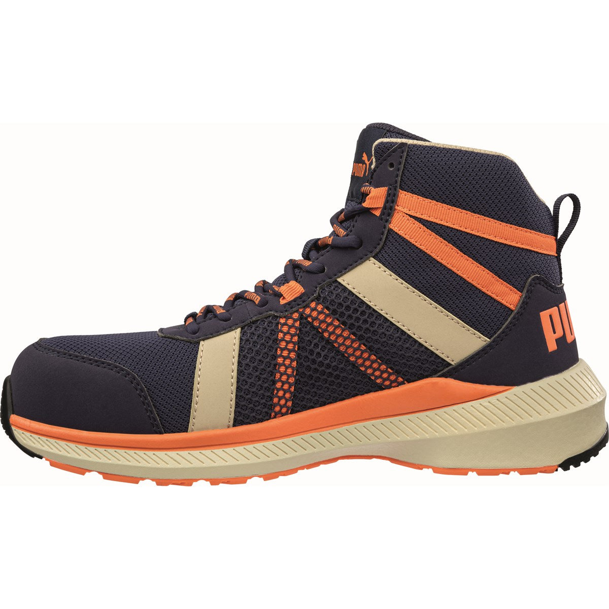 PUMA Safety MOTION PWR RIVAL MID S1PS ESD Synthetic Safety Boots - Blue/Orange