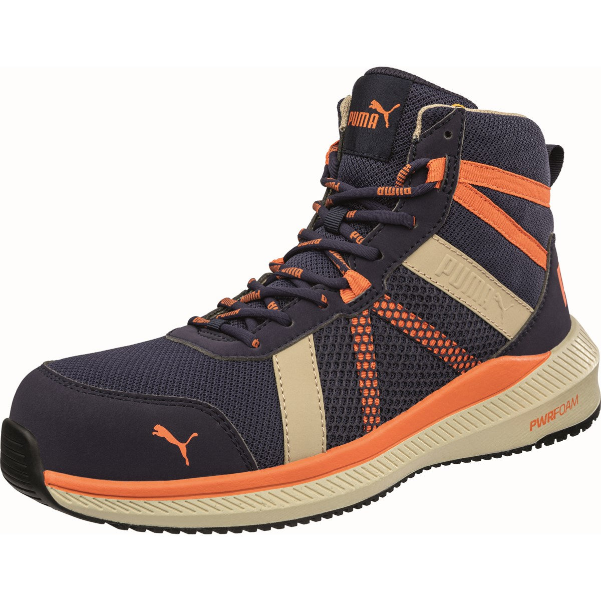 PUMA Safety MOTION PWR RIVAL MID S1PS ESD Synthetic Safety Boots - Blue/Orange