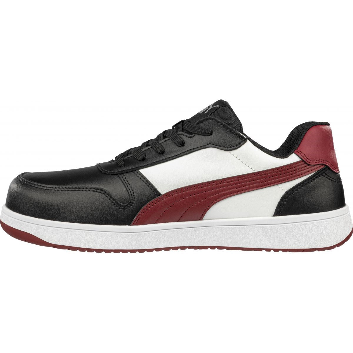 PUMA Safety HERITAGE FRONTCOURT LOW S3L ESD Smooth Leather Safety Trainers - Black/White/Red