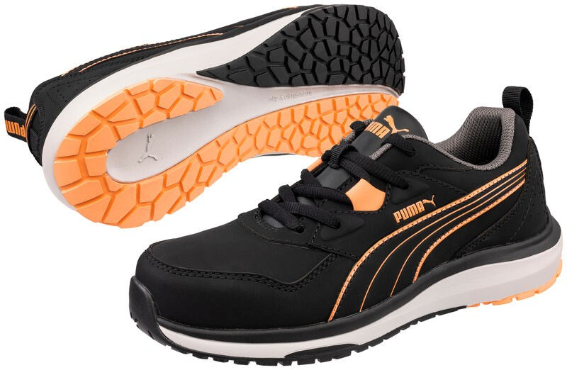 PUMA Safety MOTION WNS STEPPER LOW S3S ESD Microfibre Safety Trainers - Black/Orange
