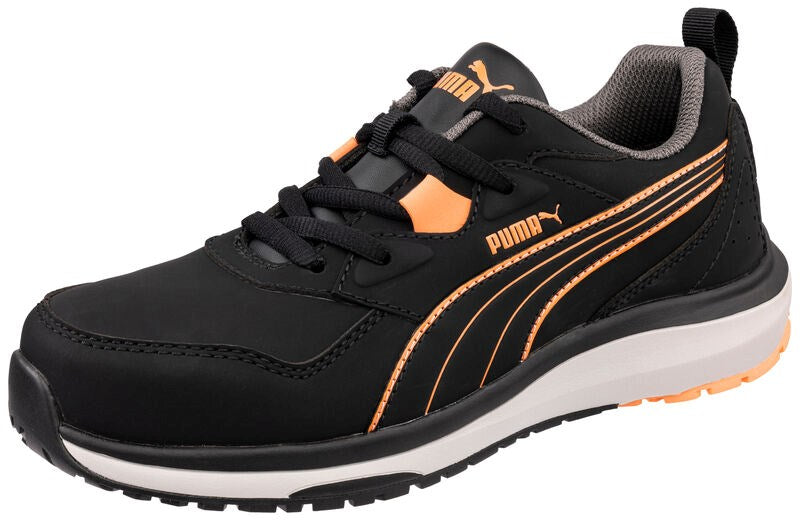 PUMA Safety MOTION WNS STEPPER LOW S3S ESD Microfibre Safety Trainers - Black/Orange